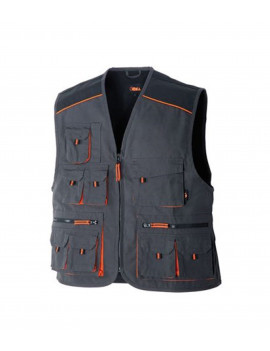 ORMA GILET SMANICATO DA LAVORO MULTITASCHE NERO/ARANCIO